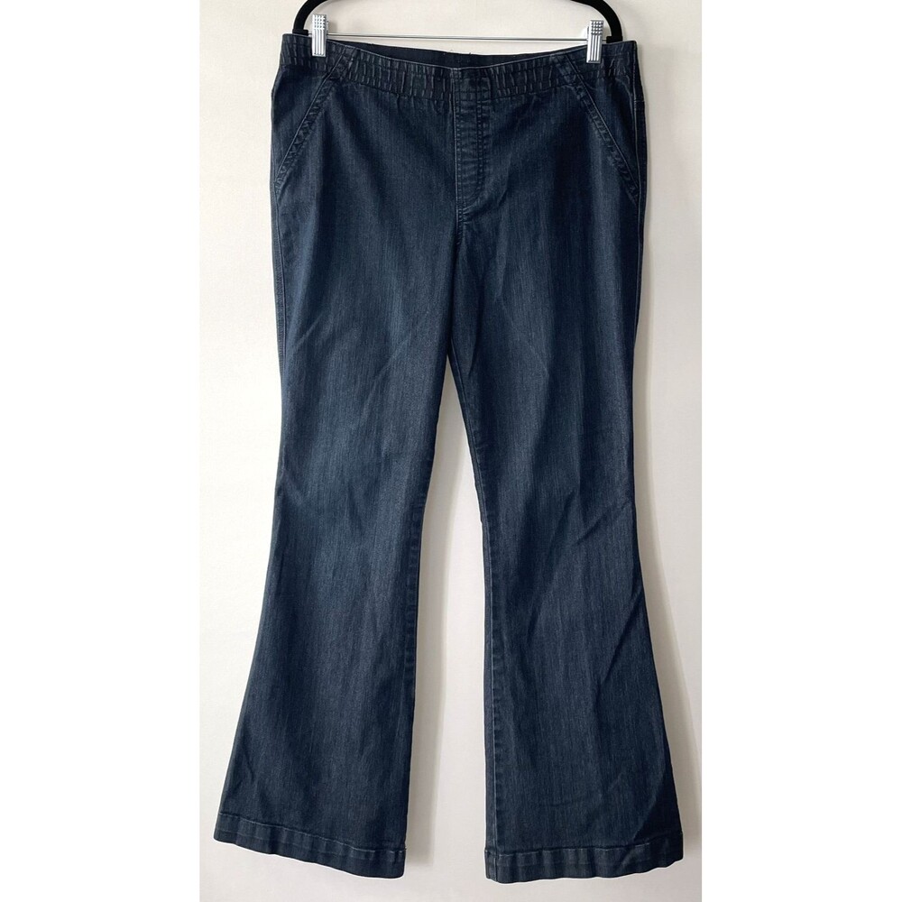 Chico's Platinum Bootcut Jeans Dark Wash Pull On Women's Size L-mpv